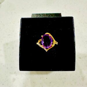 Amethyst 1.8 CTW 0.01 CTW diamonds,14k gold over sterlin…